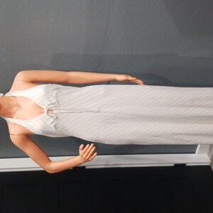 HYFVE Oatmeal Linen Striped Halter Top Maxi Dress